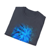 Blue Tide 2:  Vibrant Blue Drip Edge Tie-Dye Unisex Softstyle T-Shirt, Comfy Casual Wear, Summer Outfits, Beach Vibes, Gift for Him/Her, Trendy Apparel