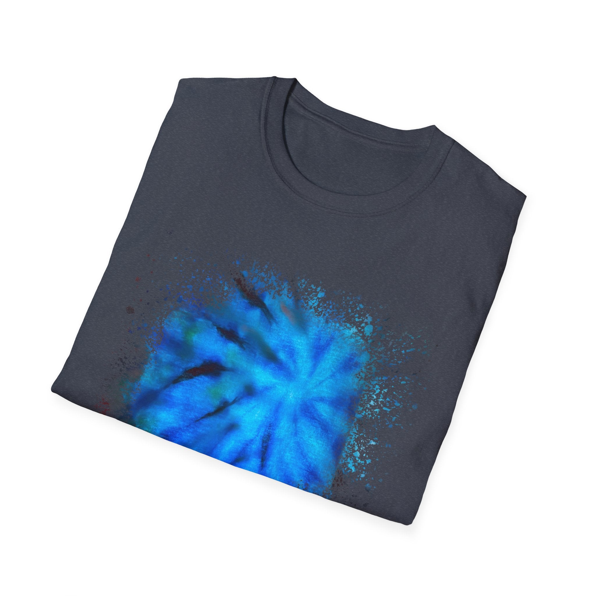 Blue Tide 2:  Vibrant Blue Drip Edge Tie-Dye Unisex Softstyle T-Shirt, Comfy Casual Wear, Summer Outfits, Beach Vibes, Gift for Him/Her, Trendy Apparel