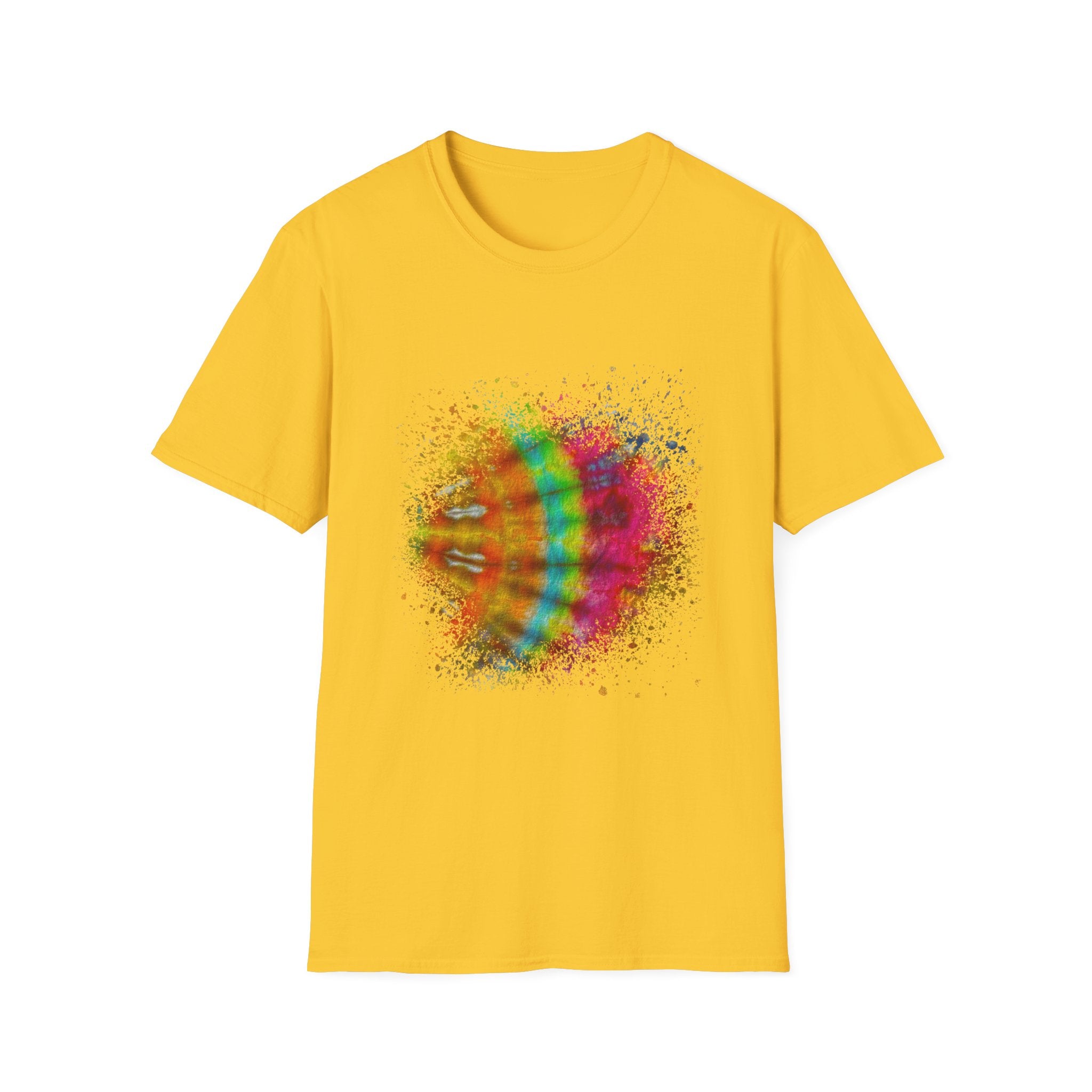 Mandarin Halo 2:  Colorful Splash Unisex Softstyle T-Shirt - Fun Graphic Tee for Summer, Festival Fashion, Casual Wear, Unique Gift Idea, Vibrant [...]