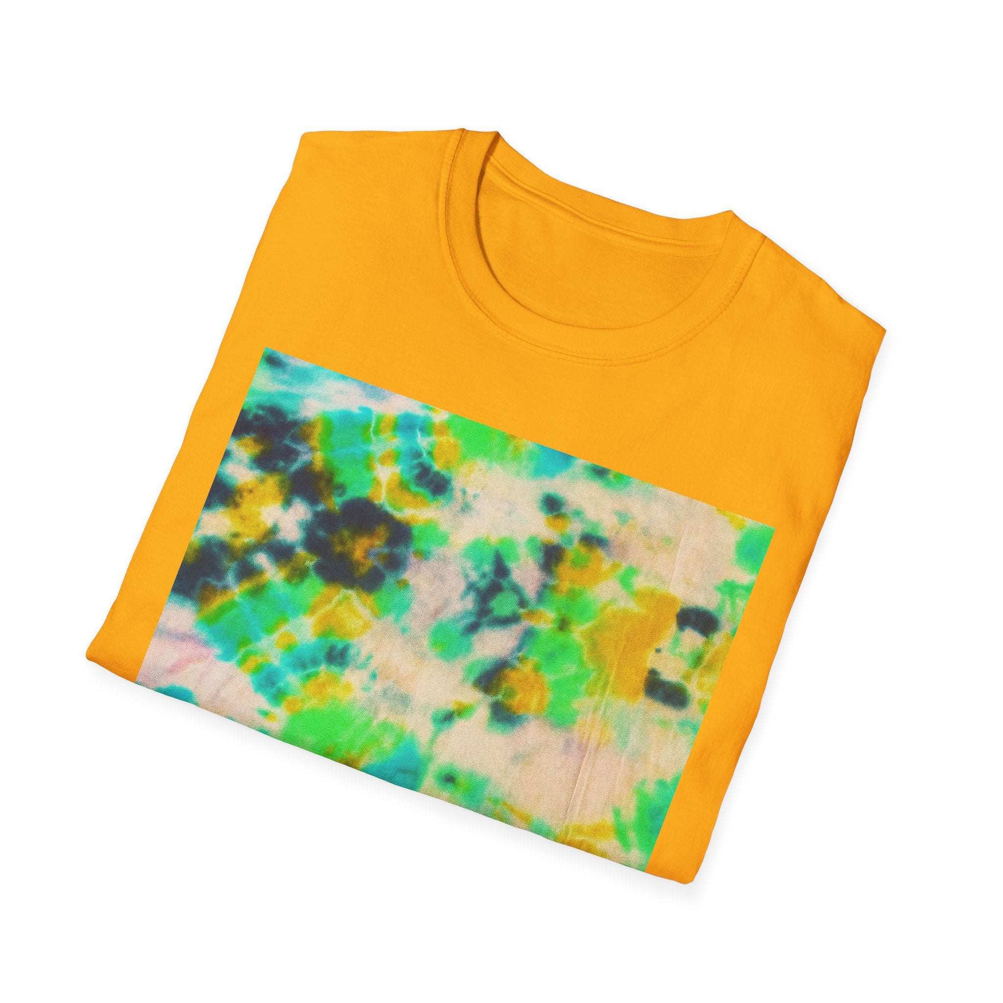 TURQUOISE TREASURE: Tide pool inspired,  Vibrant Tie-Dye T-Shirt, Unisex Softstyle Tee, Casual Summer Wear, Music Festival Attire, Boho Chic Shirt, Unique Gift for Friends