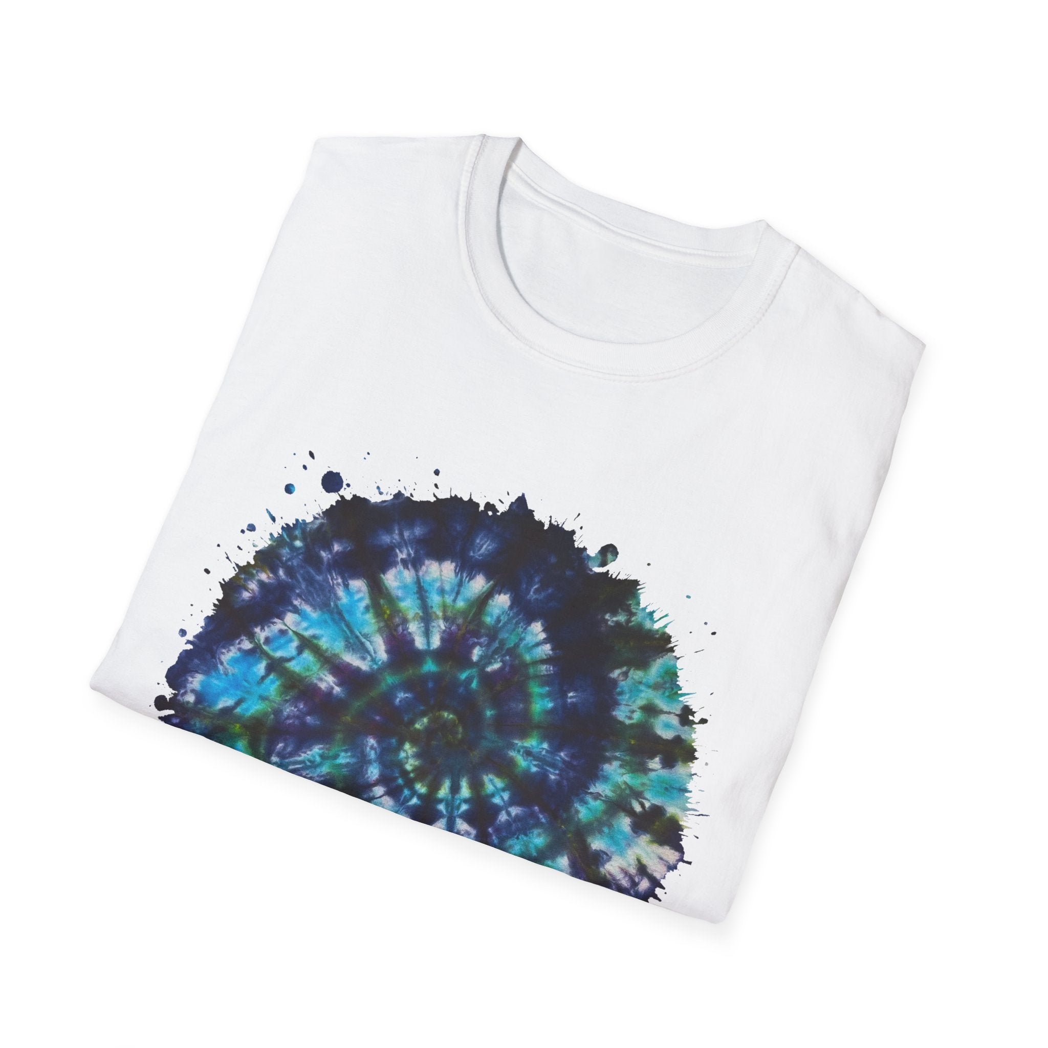Cobalt Tornado 2:  Spiral Tie-Dye T-Shirt, Unisex Kaftan, Bohemian Tee, Beachwear, Summer Top, Festival Gear, Unique Gift