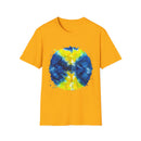 Zenith 2:  Tie-Dye Peace Circle Unisex Softstyle T-Shirt, Vibrant Summer Tee, Gift for Music Festivals, Casual Chic, Eco-Friendly Fashion