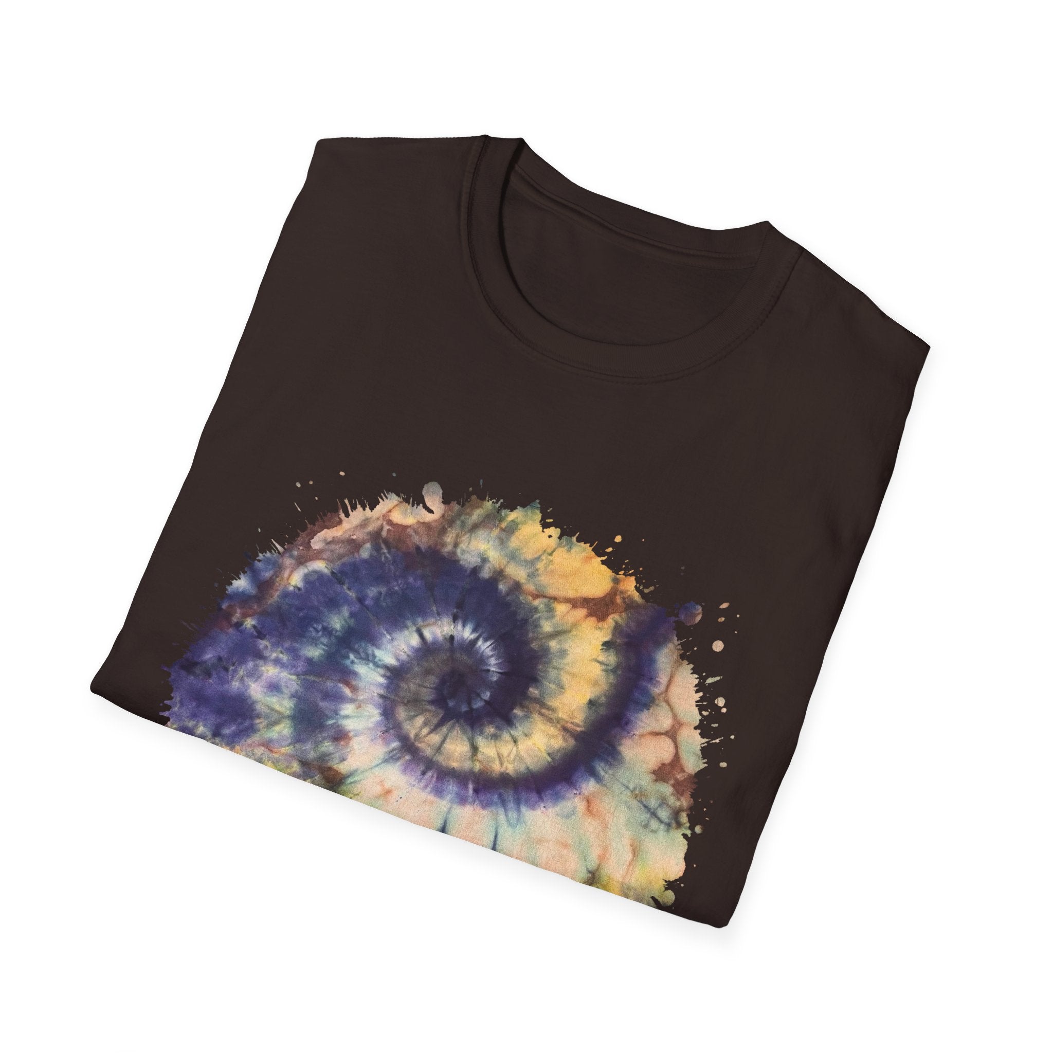 Mocha Spider Dance 2:  Spiral Tie-Dye Unisex T-Shirt, Boho Style Tee, Casual Comfort Shirt, Gift for Nature Lovers, Summer Vibes Apparel
