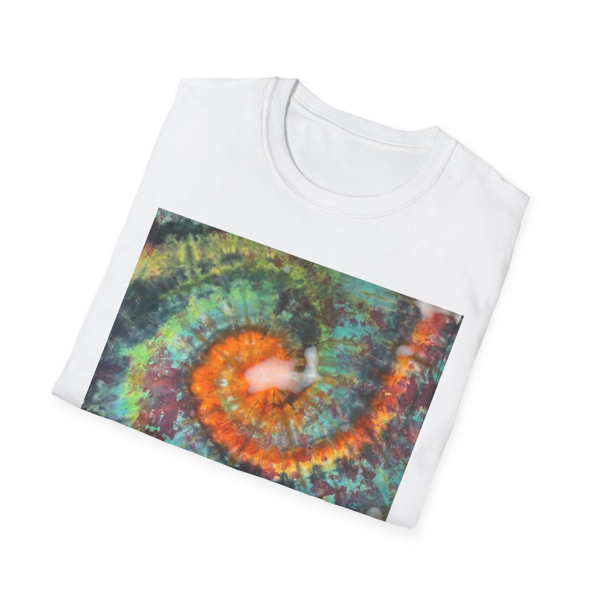 WHIPLASH: Edgy, colorful,  Spiral Unisex Softstyle T-Shirt, Tie-Dye Tee, Casual Wear, Festival Clothing, Summer Vibes, Unique Gift Idea