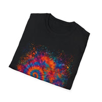 TANGERINE SWIRL: Colorful mini Swirl Unisex Softstyle T-Shirt, Vivid Tie-Dye Tee, Festival Shirt, Bohemian Style Top, Summer Vibes Clothing