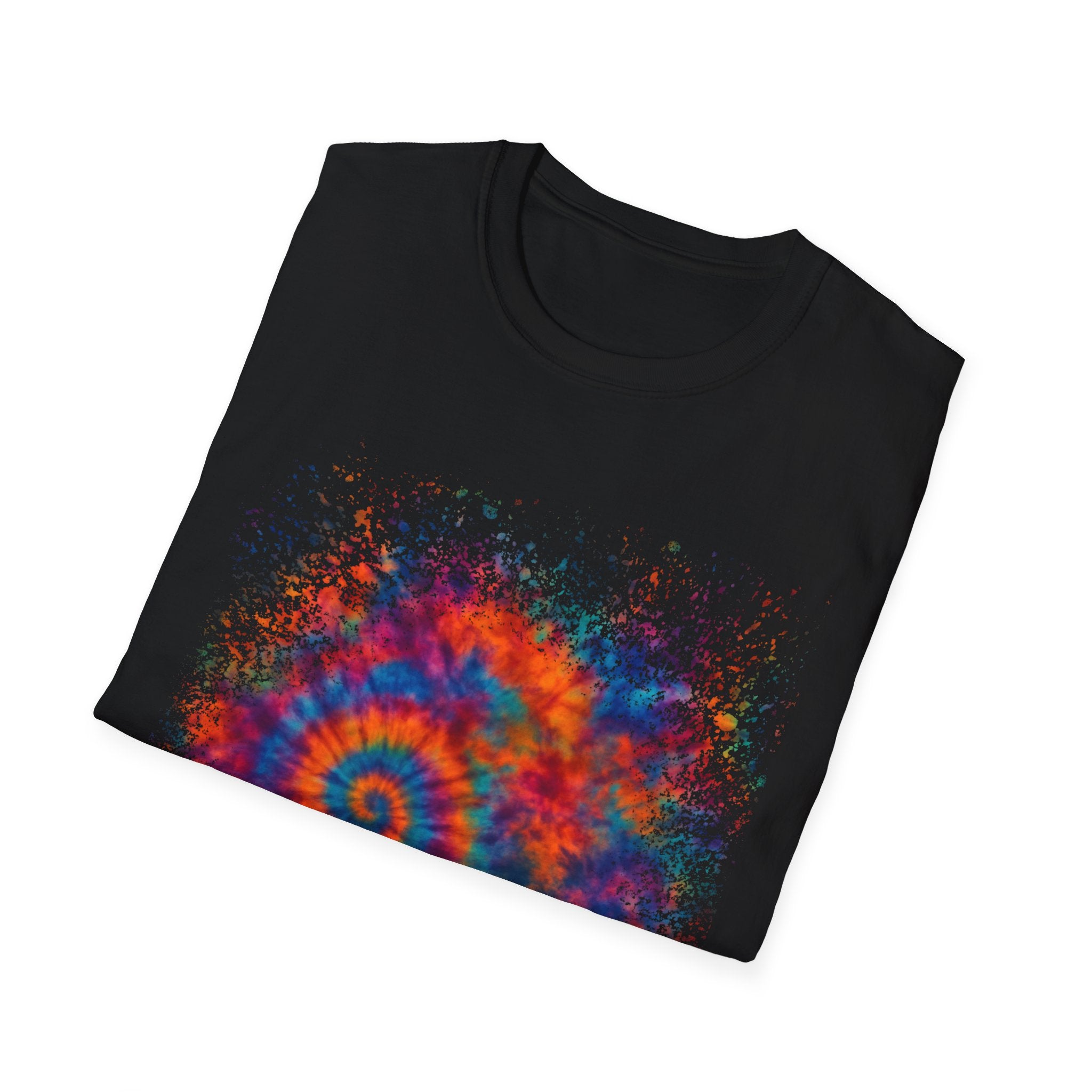 TANGERINE SWIRL: Colorful mini Swirl Unisex Softstyle T-Shirt, Vivid Tie-Dye Tee, Festival Shirt, Bohemian Style Top, Summer Vibes Clothing