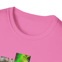 DYNAMO: Vibrant Tie-Dye collage Unisex Softstyle T-Shirt, Festival Wear, Casual Summer Top, Gift for Friends, Boho Style Tee, Colorful Graphic Tee