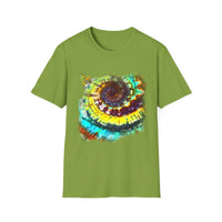 Gideon 2:  Vibrant Swirl Snowy Unisex Softstyle T-Shirt, Colorful Tie-Dye Tee, Trendy Casual Wear, Perfect Gift, Summer Vibes