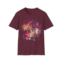 ENIGMA: Gritty, edgy Colorful Abstract Art Unisex Softstyle T-Shirt, Casual Graphic Tee, Gift for Art Lovers, Unique Printed Shirt, Summer Wear, Festival Apparel
