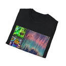 NORTHERN LIGHTS: Vibrant  Tie Dye collage Art, Unisex Softstyle T-Shirt | Casual Fashion, Gift for Art Lovers, Summer Wear, Festival Outfit, Unique Graphic Tee