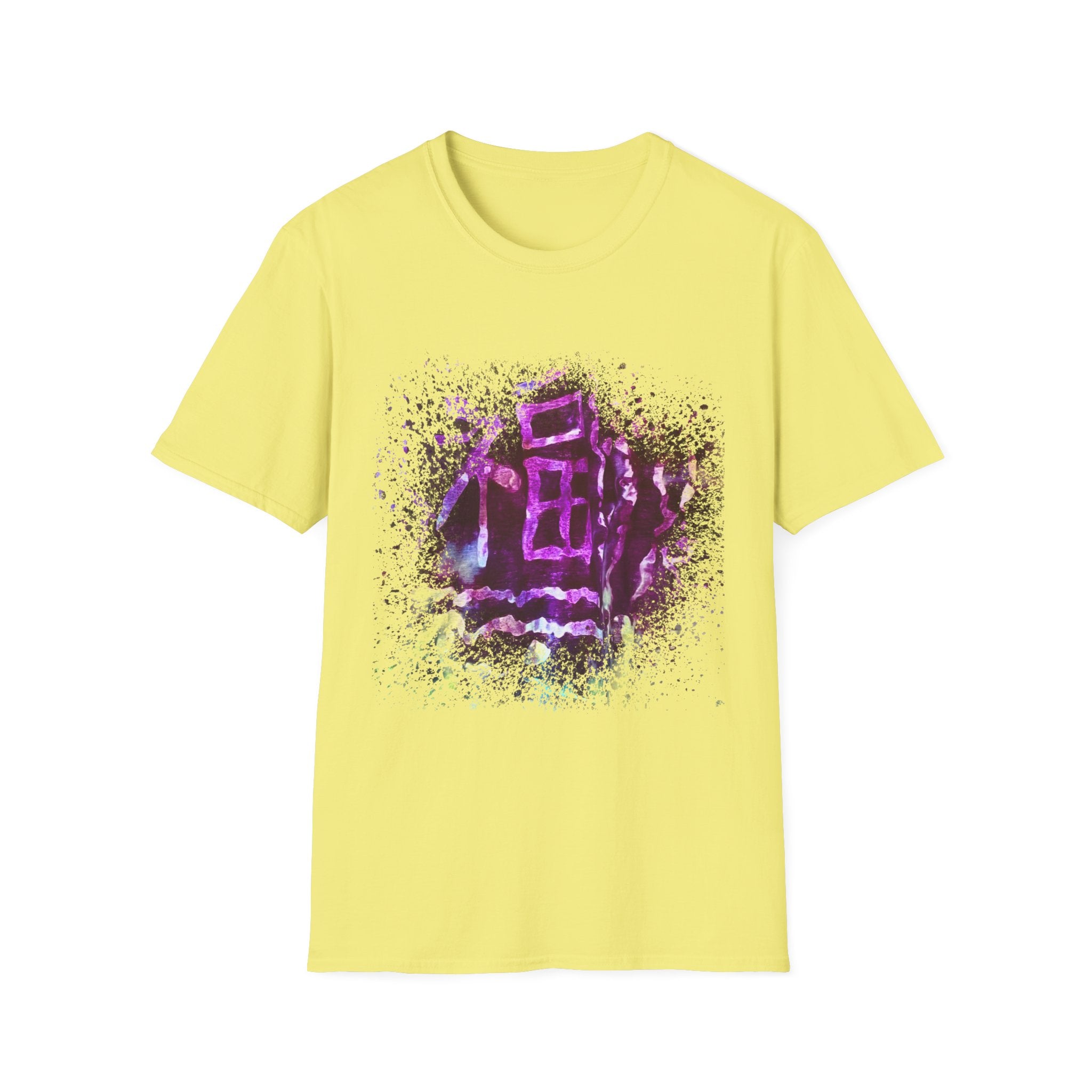 Dynasty 2: Colorful, splat style, tie dye Abstract Graphic Unisex Softstyle T-Shirt, Casual Wear, Unique Art Tee, Gift for Art Lovers, Trendy Everyday Top