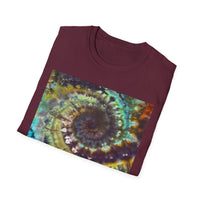 TEMPTATION: Mystical Vibrant Tie-Dye T-Shirt, Unisex Softstyle Tee, Boho Festival Wear, Summer Vibe Shirt, Eco-Friendly Apparel, Gift for Him or Her