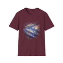 Blue on Coper 2:  Galaxy Splatter Unisex T-Shirt | Trendy Summer Tee for Art Lovers, Gift for Birthdays, Relaxed Fit Casual Wear, Unique Graphic Shirt