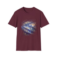 Blue on Coper 2:  Galaxy Splatter Unisex T-Shirt | Trendy Summer Tee for Art Lovers, Gift for Birthdays, Relaxed Fit Casual Wear, Unique Graphic Shirt