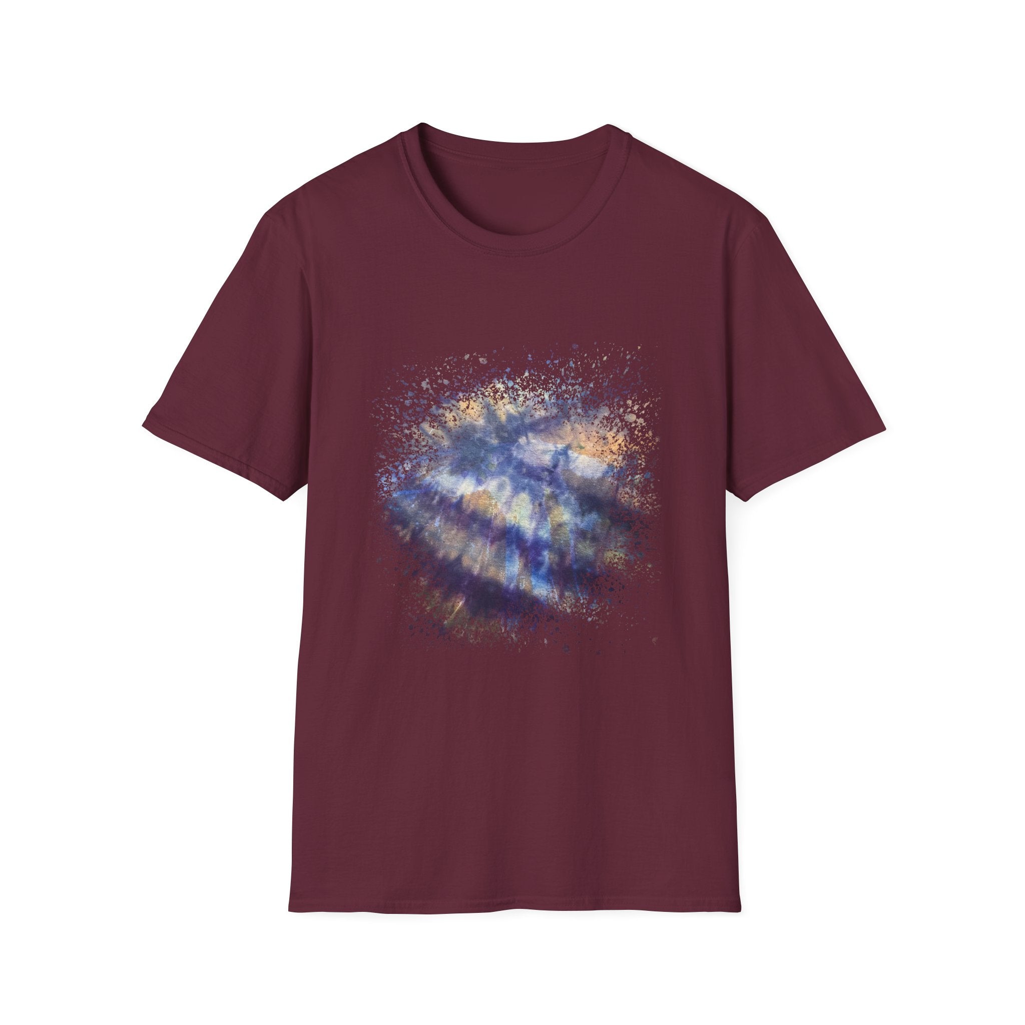 Blue on Coper 2:  Galaxy Splatter Unisex T-Shirt | Trendy Summer Tee for Art Lovers, Gift for Birthdays, Relaxed Fit Casual Wear, Unique Graphic Shirt