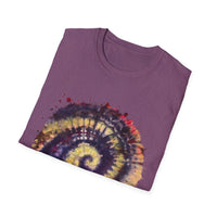 Scarlet Saga 2:  Spiral Tie-Dye Unisex Softstyle T-Shirt | Boho Chic, Casual Wear, Gift for Artists, Summer Fashion, Music Festivals