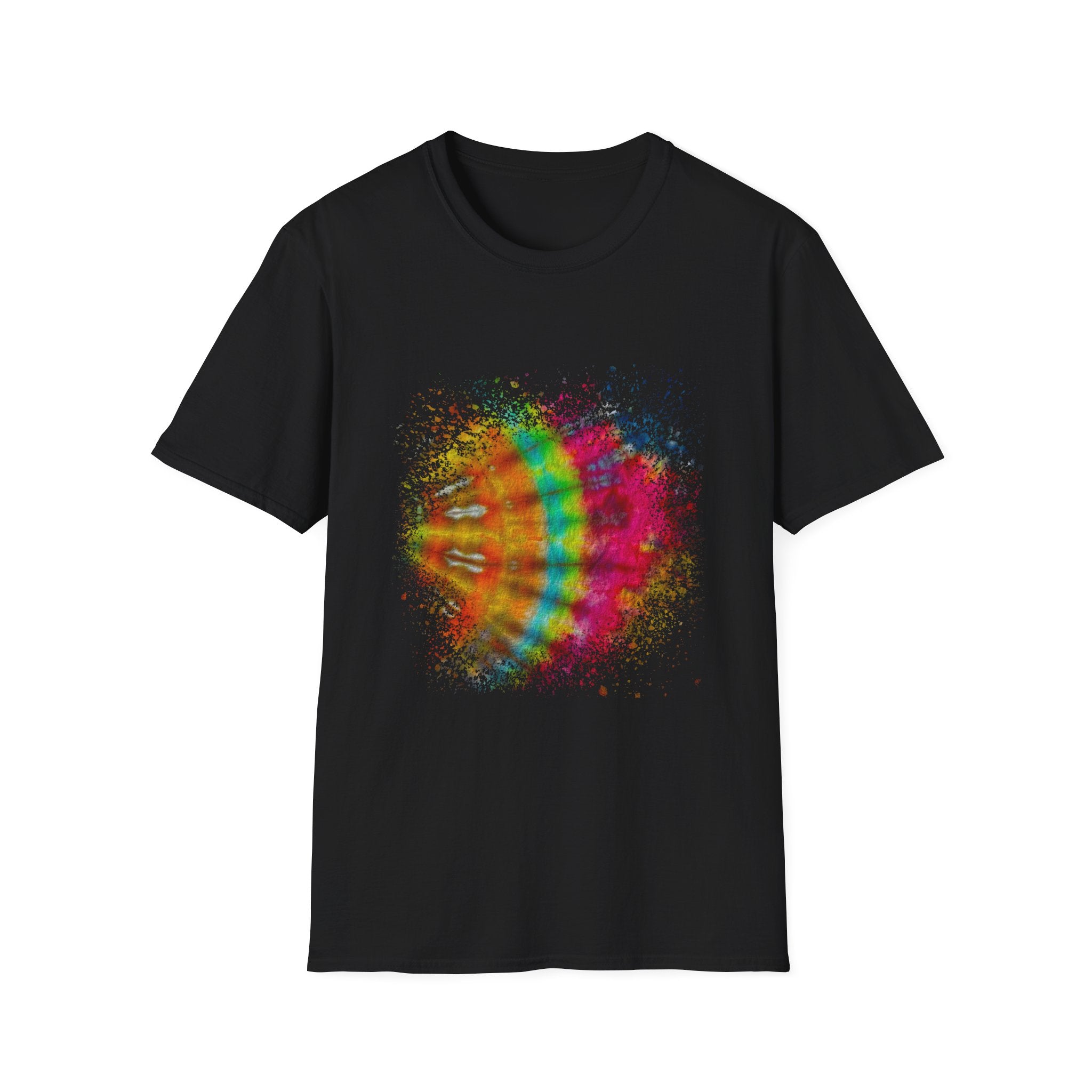 Mandarin Halo 2:  Colorful Splash Unisex Softstyle T-Shirt - Fun Graphic Tee for Summer, Festival Fashion, Casual Wear, Unique Gift Idea, Vibrant [...]