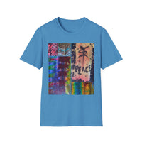 EQUITY: Bohemian Peace Graphic Tie Dye collage Tee, Unisex Softstyle T-Shirt, Tie-Dye Vibe Shirt, Festival Fashion, Relaxed Fit Top