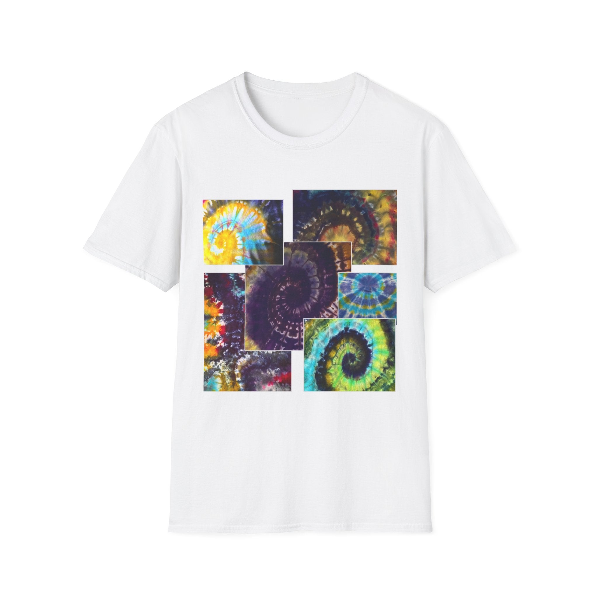 VICTORY: Vibrant Spiral Pattern collage T-Shirt, Unisex Tee for Art Lovers, Boho Chic Fashion, Perfect for Festivals, Gift for Friends