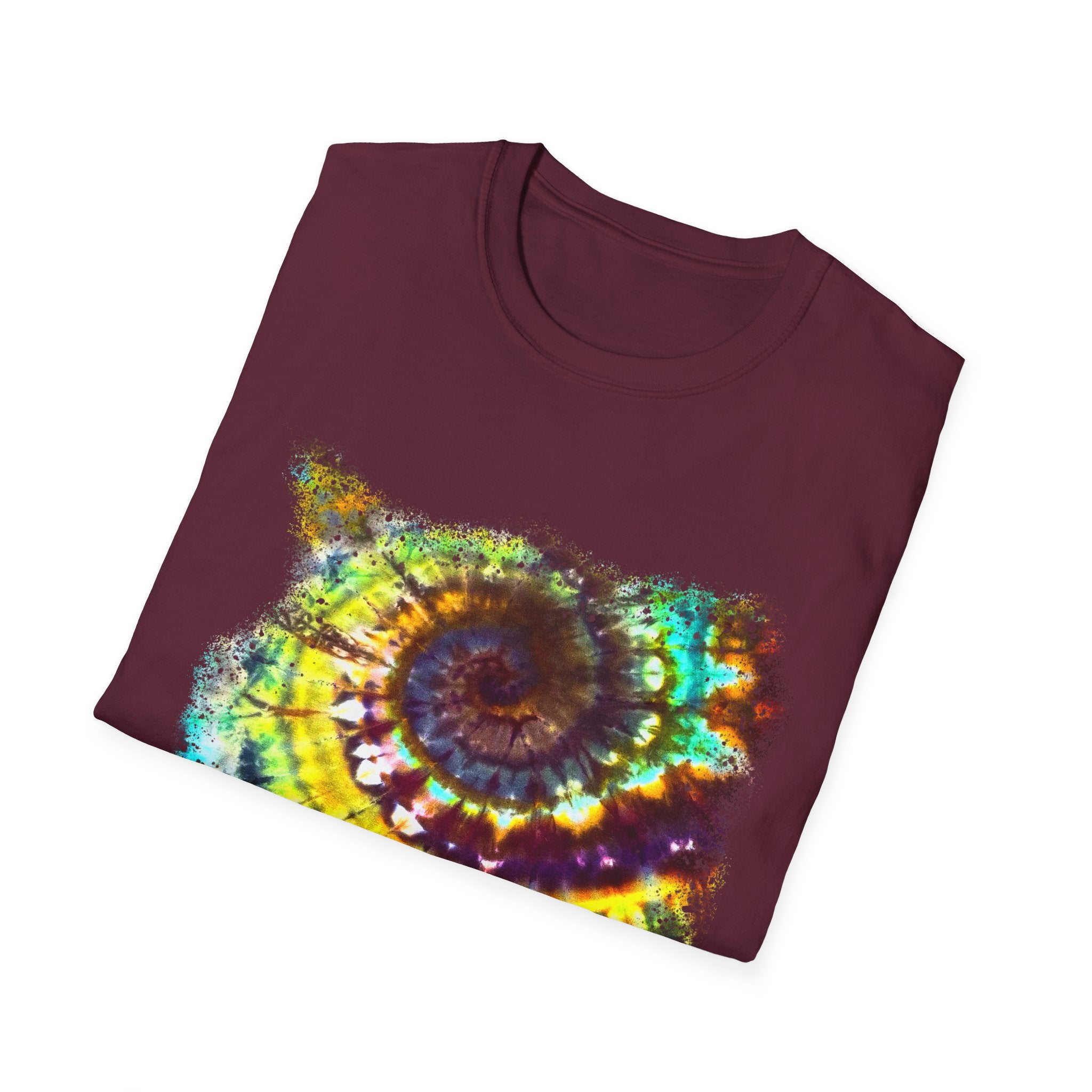 Gideon 2:  Vibrant Swirl Snowy Unisex Softstyle T-Shirt, Colorful Tie-Dye Tee, Trendy Casual Wear, Perfect Gift, Summer Vibes