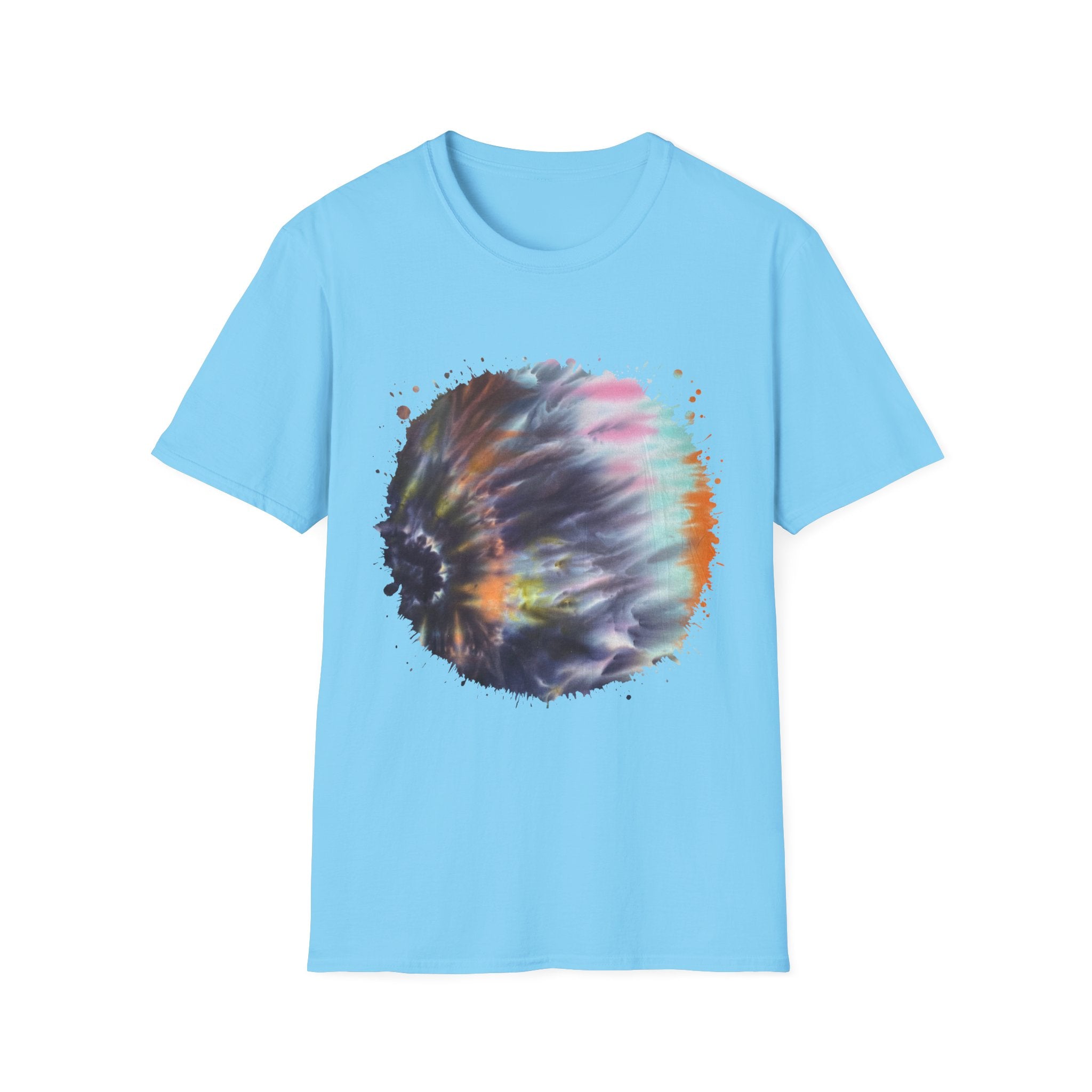 Bravado 2:  Colorful Tie-Dye Unisex Softstyle T-Shirt with Abstract Design, Perfect for Festivals, Casual Outings, Relaxed Days, Summer Vibes, and Gifts