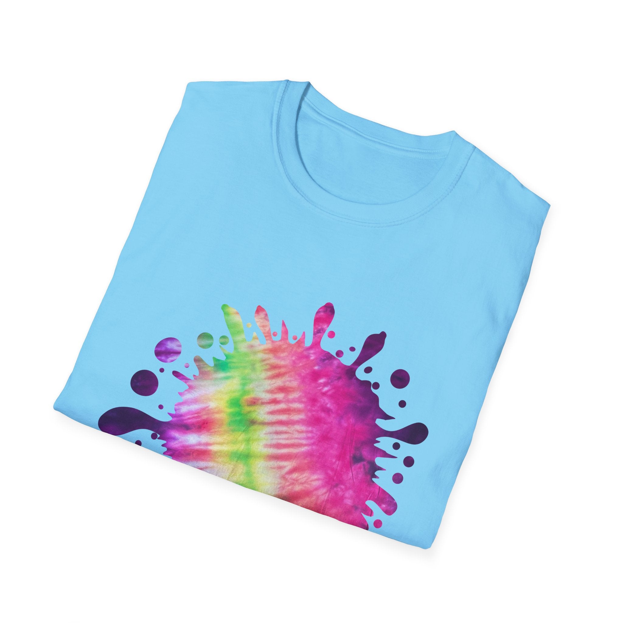 Neon Discovery 2:  Colorful Tie-Dye Splash Unisex Softstyle T-Shirt, Casual Tee, Summer Vibes, Festival Wear, Everyday Comfort, Gift Idea