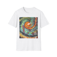 WHIPLASH: Edgy, colorful,  Spiral Unisex Softstyle T-Shirt, Tie-Dye Tee, Casual Wear, Festival Clothing, Summer Vibes, Unique Gift Idea