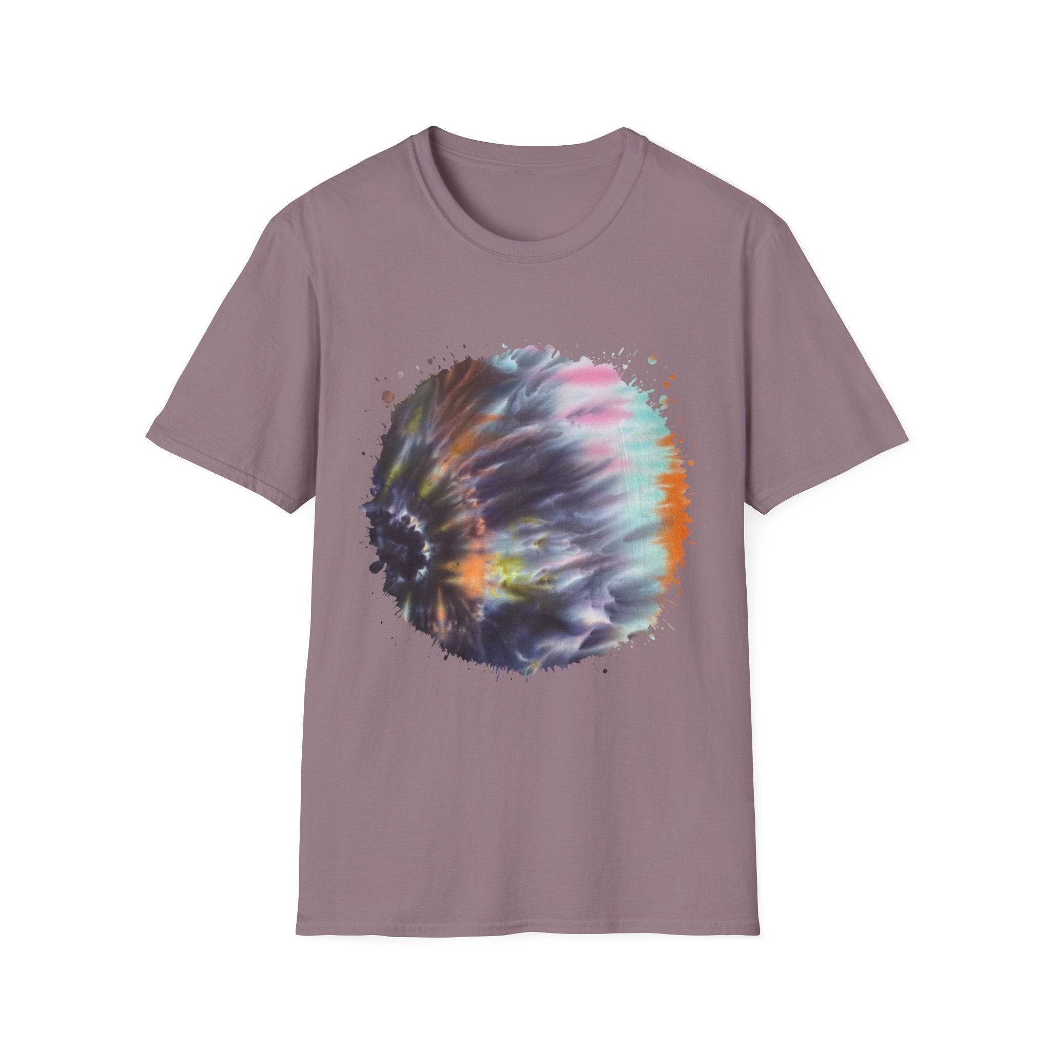 Bravado 2:  Colorful Tie-Dye Unisex Softstyle T-Shirt with Abstract Design, Perfect for Festivals, Casual Outings, Relaxed Days, Summer Vibes, and Gifts