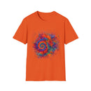 TANGERINE SWIRL: Colorful mini Swirl Unisex Softstyle T-Shirt, Vivid Tie-Dye Tee, Festival Shirt, Bohemian Style Top, Summer Vibes Clothing