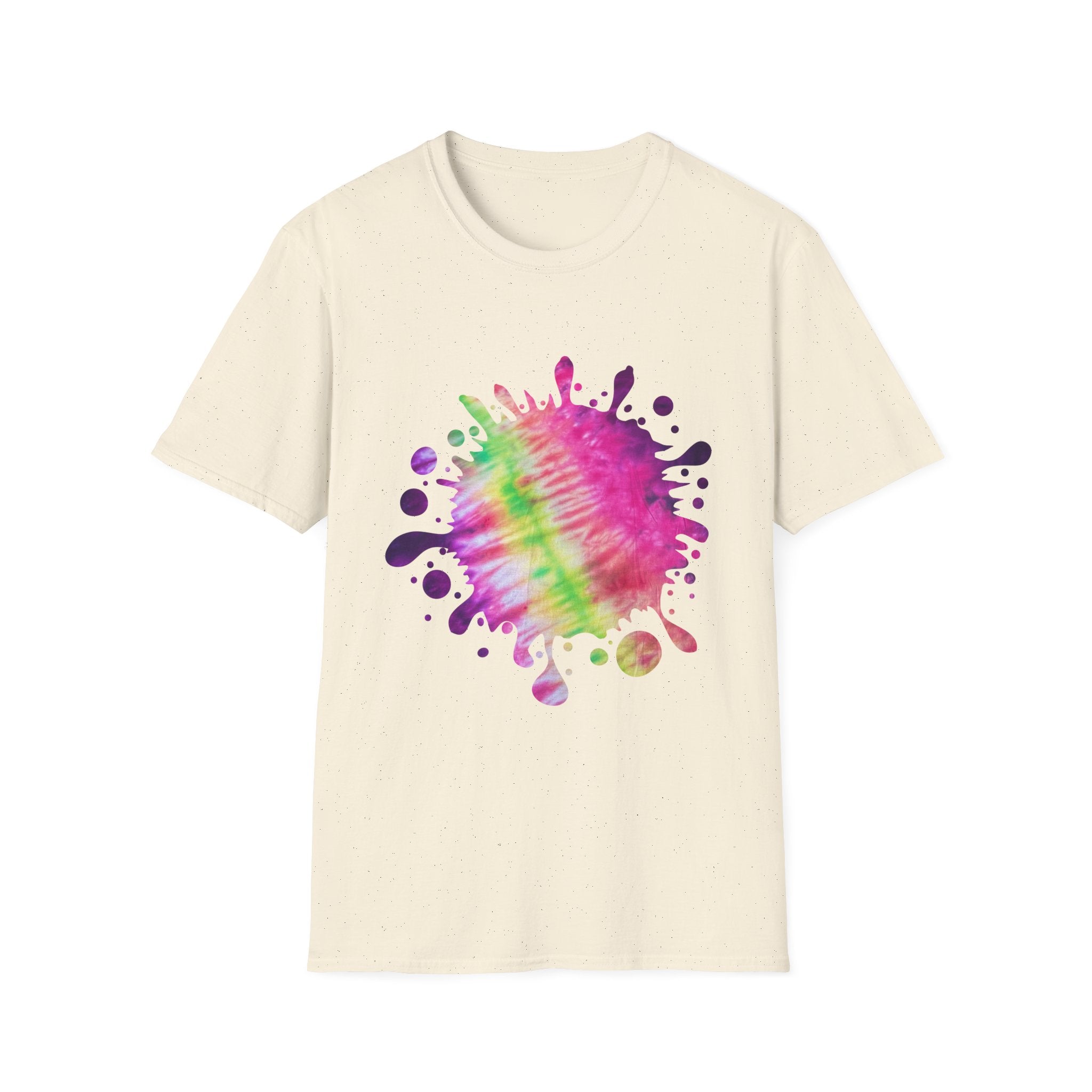 Neon Discovery 2:  Colorful Tie-Dye Splash Unisex Softstyle T-Shirt, Casual Tee, Summer Vibes, Festival Wear, Everyday Comfort, Gift Idea