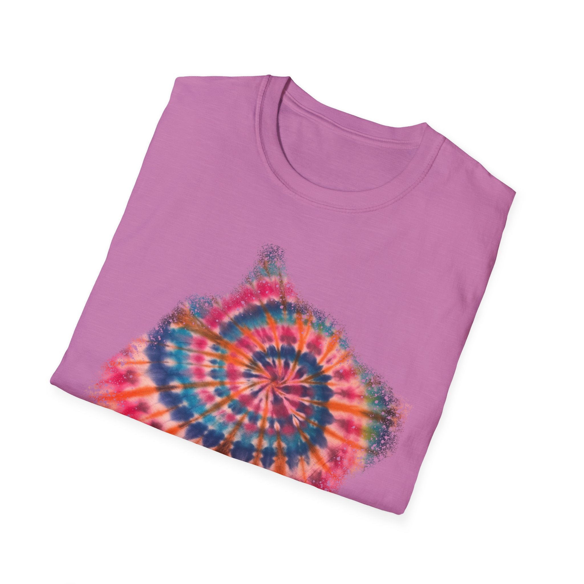 Rainbow Ballad 2: Colorful Snowy edge Tie-Dye Unisex T-Shirt, Bohemian Tee, Festival Wear, Summer Vibes, Casual Fashion, Gift for Her/Him