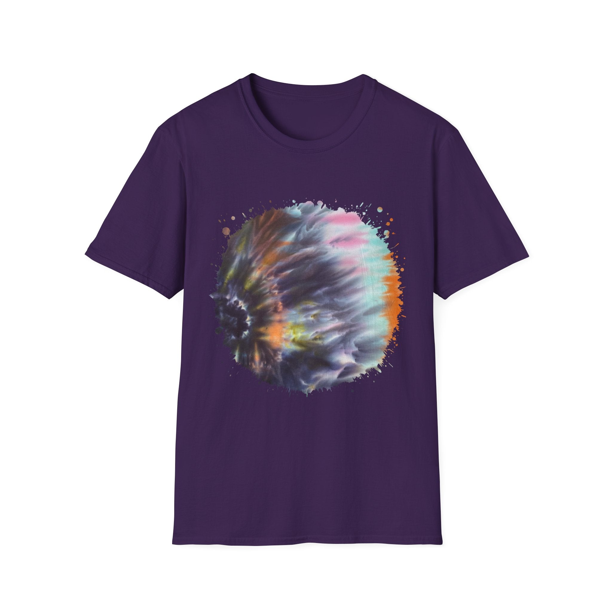 Bravado 2:  Colorful Tie-Dye Unisex Softstyle T-Shirt with Abstract Design, Perfect for Festivals, Casual Outings, Relaxed Days, Summer Vibes, and Gifts