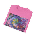 DRAGONFLY DESTINY: Fantasy inspired, Vibrant Tie-Dye T-Shirt, Unisex Softstyle Tee for Festivals, Summer Outings, Birthday Gifts, Casual Wear, Eco-Friendly Fashion