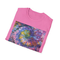 DRAGONFLY DESTINY: Fantasy inspired, Vibrant Tie-Dye T-Shirt, Unisex Softstyle Tee for Festivals, Summer Outings, Birthday Gifts, Casual Wear, Eco-Friendly Fashion