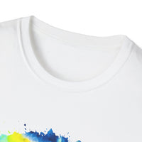 Zenith 2:  Tie-Dye Peace Circle Unisex Softstyle T-Shirt, Vibrant Summer Tee, Gift for Music Festivals, Casual Chic, Eco-Friendly Fashion