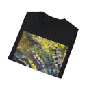 EVERGREEN TIDE: Smash stye tie dye, Vibrant Abstract Unisex Softstyle T-Shirt, Casual Wear, Art-Tee, Gift for Art Lovers, Unique Art Shirt, Dreamy Graphic T-Shirt