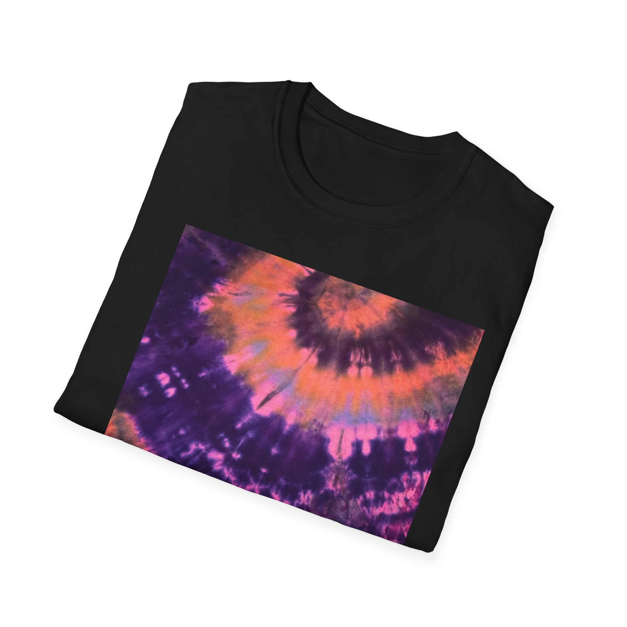 INDIGO ODYSSEY:  Half Swirl tie dye, Colorful Tie-Dye Unisex Softstyle T-Shirt, Summer Vibes Tee, Festival Apparel, Gift for Him/Her, Casual Wear, Retro Style