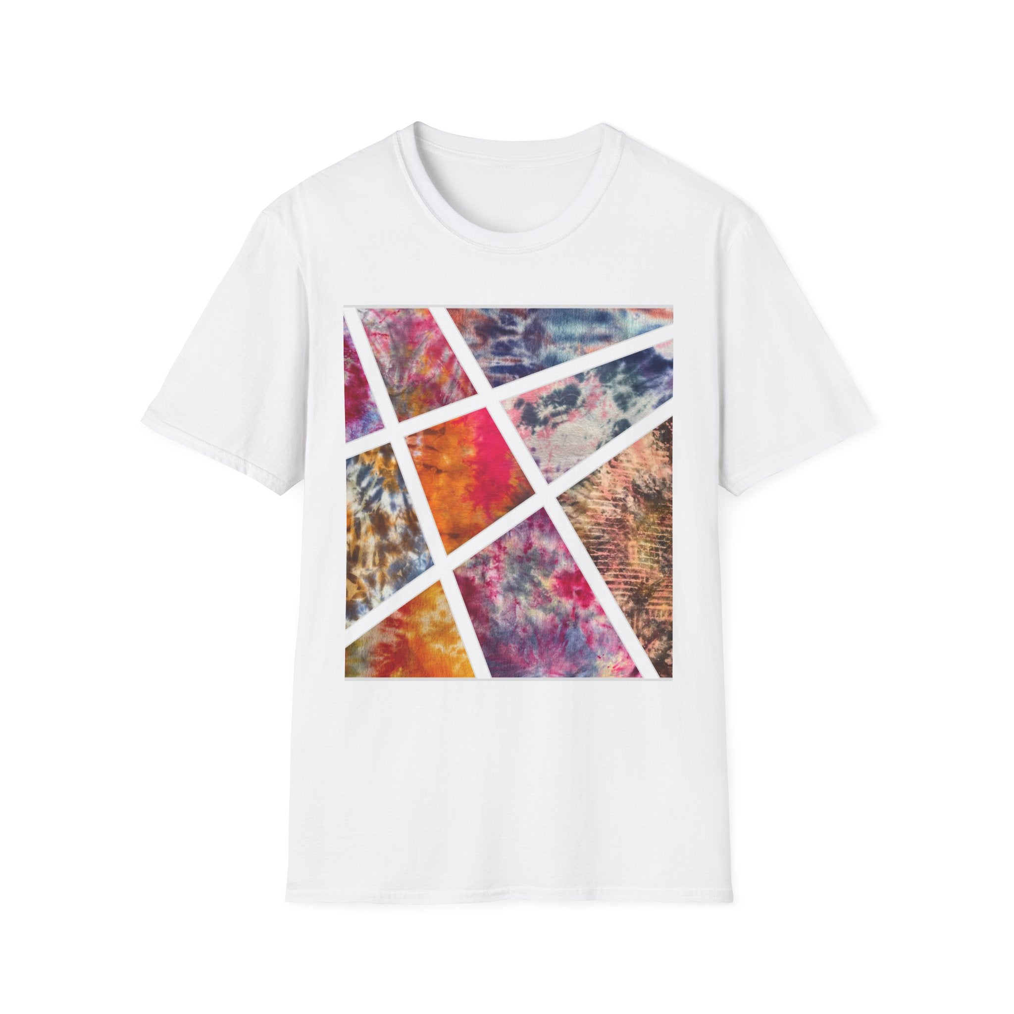 KALEIDOSCOPE: Earth inspired tie dye collage, Unisex Softstyle T-Shirt