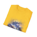 Blue on Coper 2:  Galaxy Splatter Unisex T-Shirt | Trendy Summer Tee for Art Lovers, Gift for Birthdays, Relaxed Fit Casual Wear, Unique Graphic Shirt