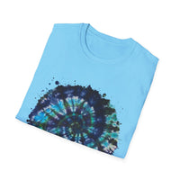 Cobalt Tornado 2:  Spiral Tie-Dye T-Shirt, Unisex Kaftan, Bohemian Tee, Beachwear, Summer Top, Festival Gear, Unique Gift
