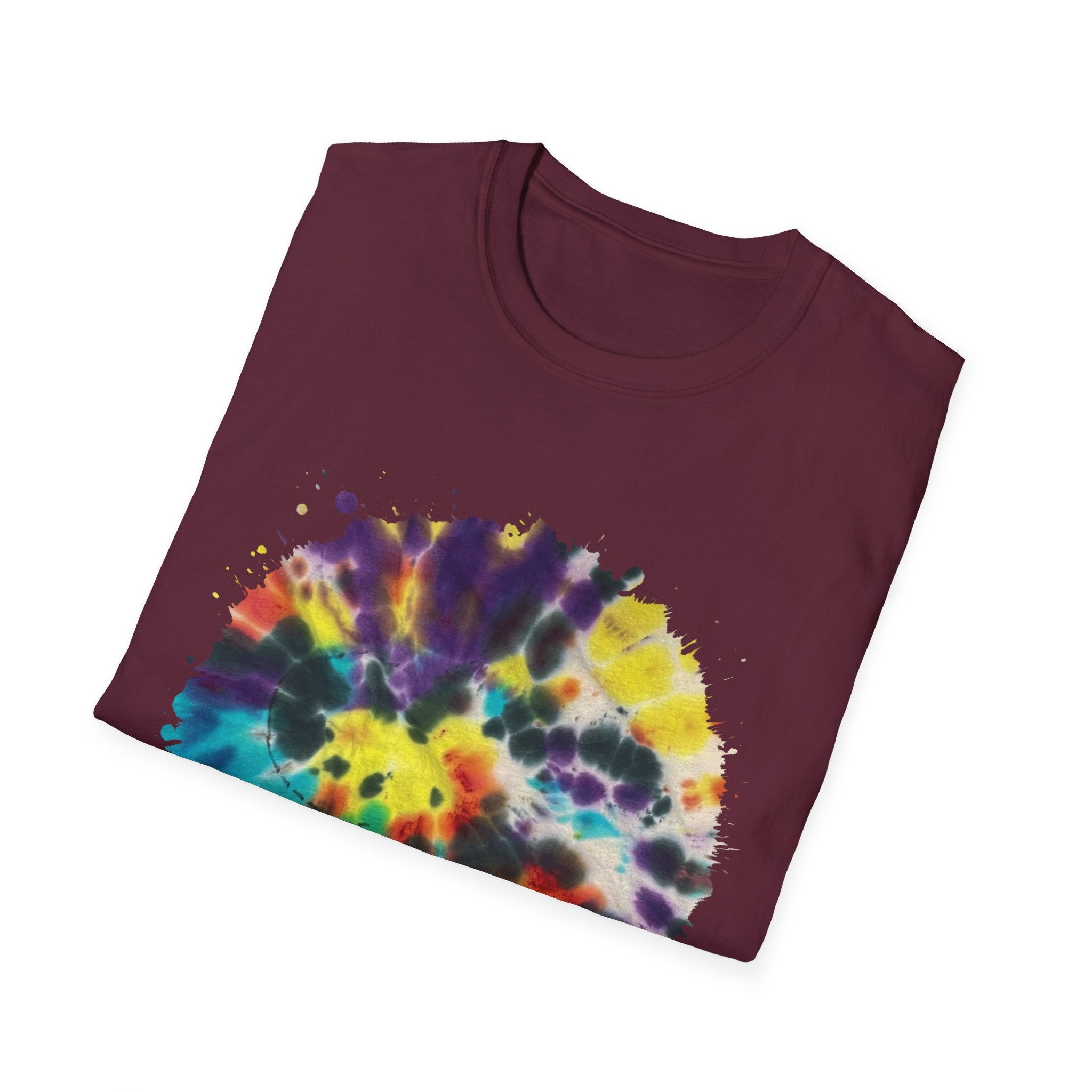 PARAGON 2: Splatter style, jubilee tie dye, Colorful Tie-Dye Unisex Softstyle T-Shirt, Boho Tee, Summer Fashion, Festival Wear, Casual Outfit, Gift Idea