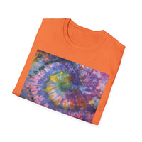 DRAGONFLY DESTINY: Fantasy inspired, Vibrant Tie-Dye T-Shirt, Unisex Softstyle Tee for Festivals, Summer Outings, Birthday Gifts, Casual Wear, Eco-Friendly Fashion