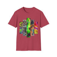 DYNAMO: Vibrant Tie-Dye collage Unisex Softstyle T-Shirt, Festival Wear, Casual Summer Top, Gift for Friends, Boho Style Tee, Colorful Graphic Tee