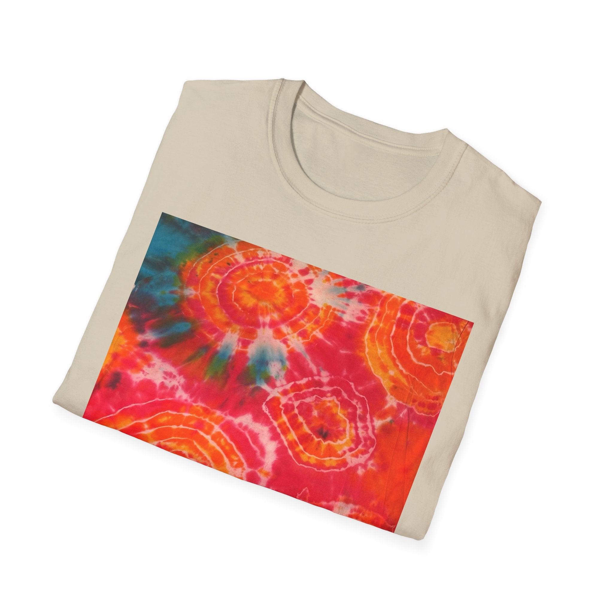RIPPLE: Koi pond inspired ripple swirl style, Tie-Dye Unisex Softstyle T-Shirt, Bohemian Tee, Summer Vibes Shirt, Festival Wear, Gift for Her, Unique Tie Dye Fashion