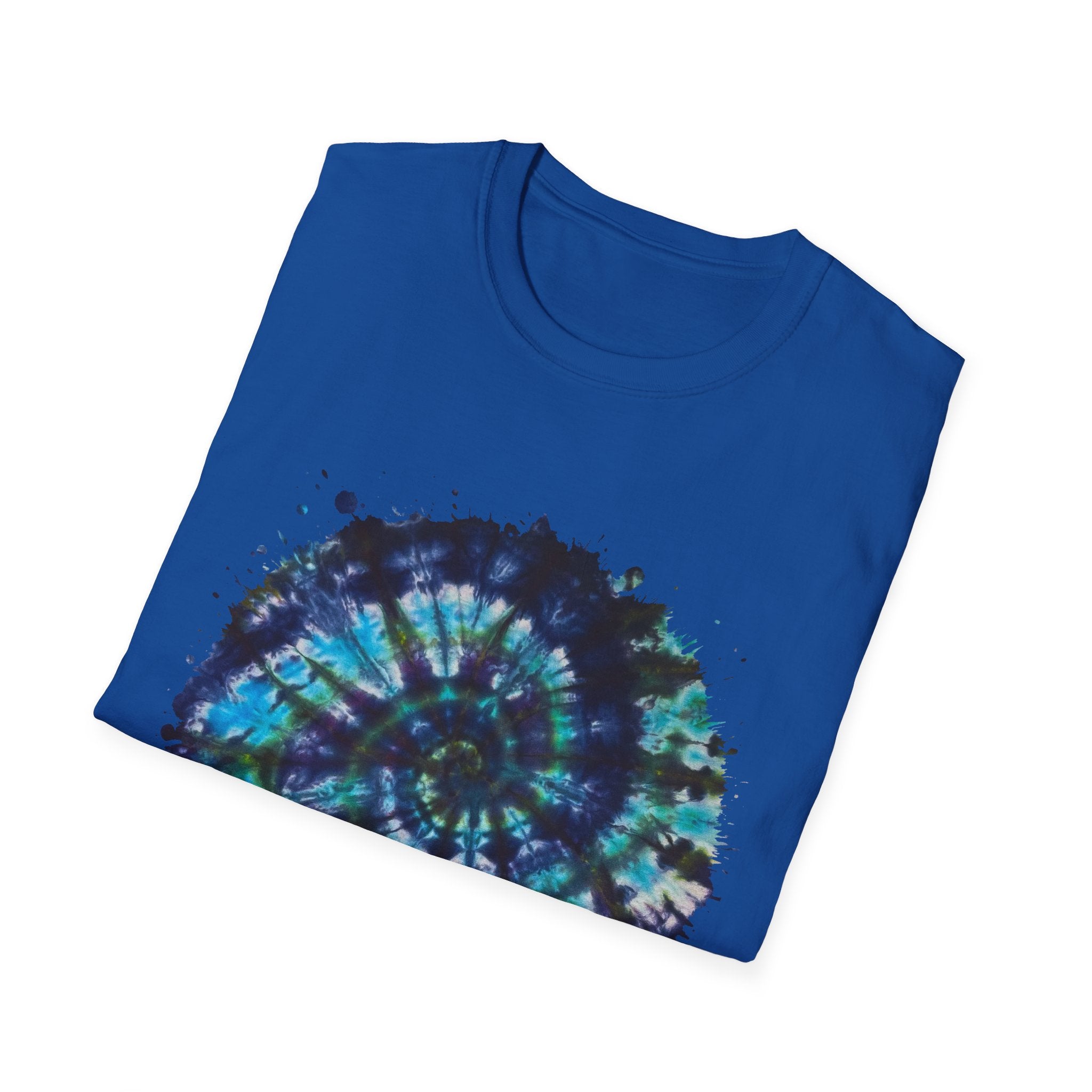 Cobalt Tornado 2:  Spiral Tie-Dye T-Shirt, Unisex Kaftan, Bohemian Tee, Beachwear, Summer Top, Festival Gear, Unique Gift