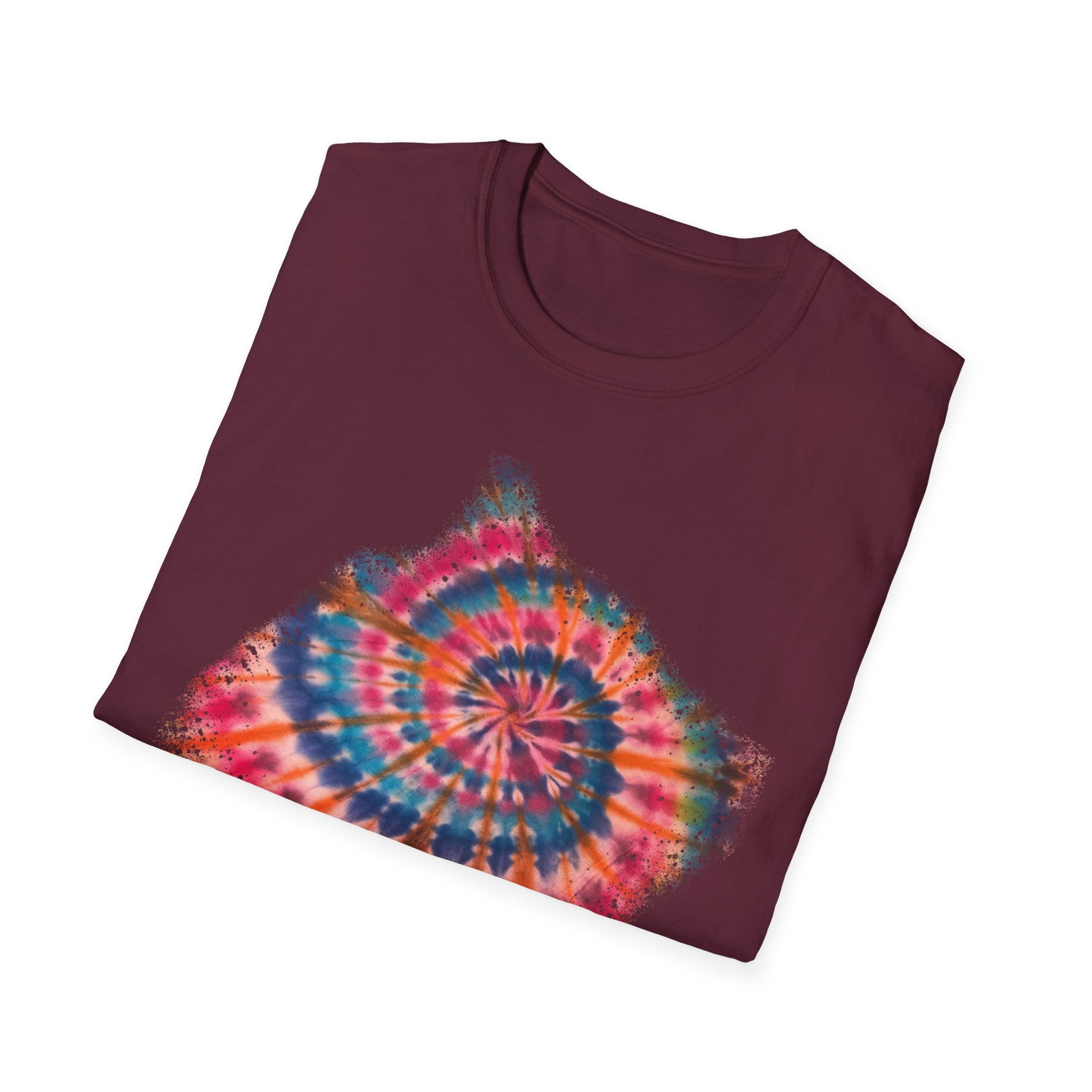 Rainbow Ballad 2: Colorful Snowy edge Tie-Dye Unisex T-Shirt, Bohemian Tee, Festival Wear, Summer Vibes, Casual Fashion, Gift for Her/Him