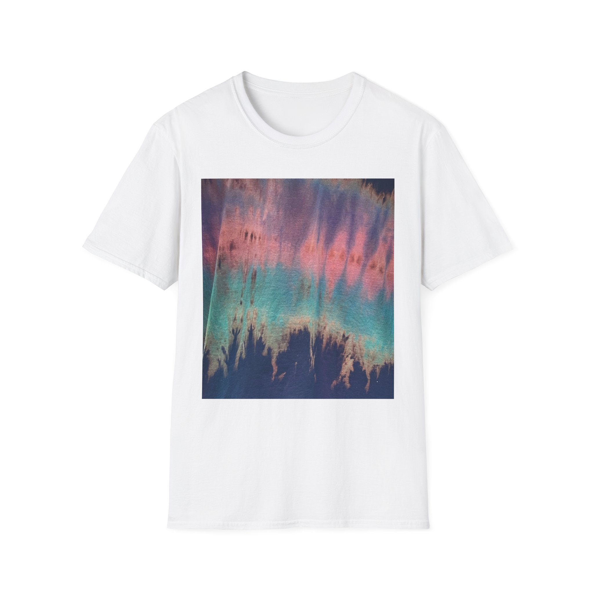 MOMENTUM: Northern Lights inspired, Edgy, Vibrant Tie-Dye Unisex T-Shirt, Softstyle Tee for Summer, Casual Wear, Fashion Statement, Gift for Friends, Festival Outfit, Relaxed Fit