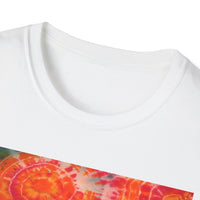 RIPPLE: Koi pond inspired ripple swirl style, Tie-Dye Unisex Softstyle T-Shirt, Bohemian Tee, Summer Vibes Shirt, Festival Wear, Gift for Her, Unique Tie Dye Fashion