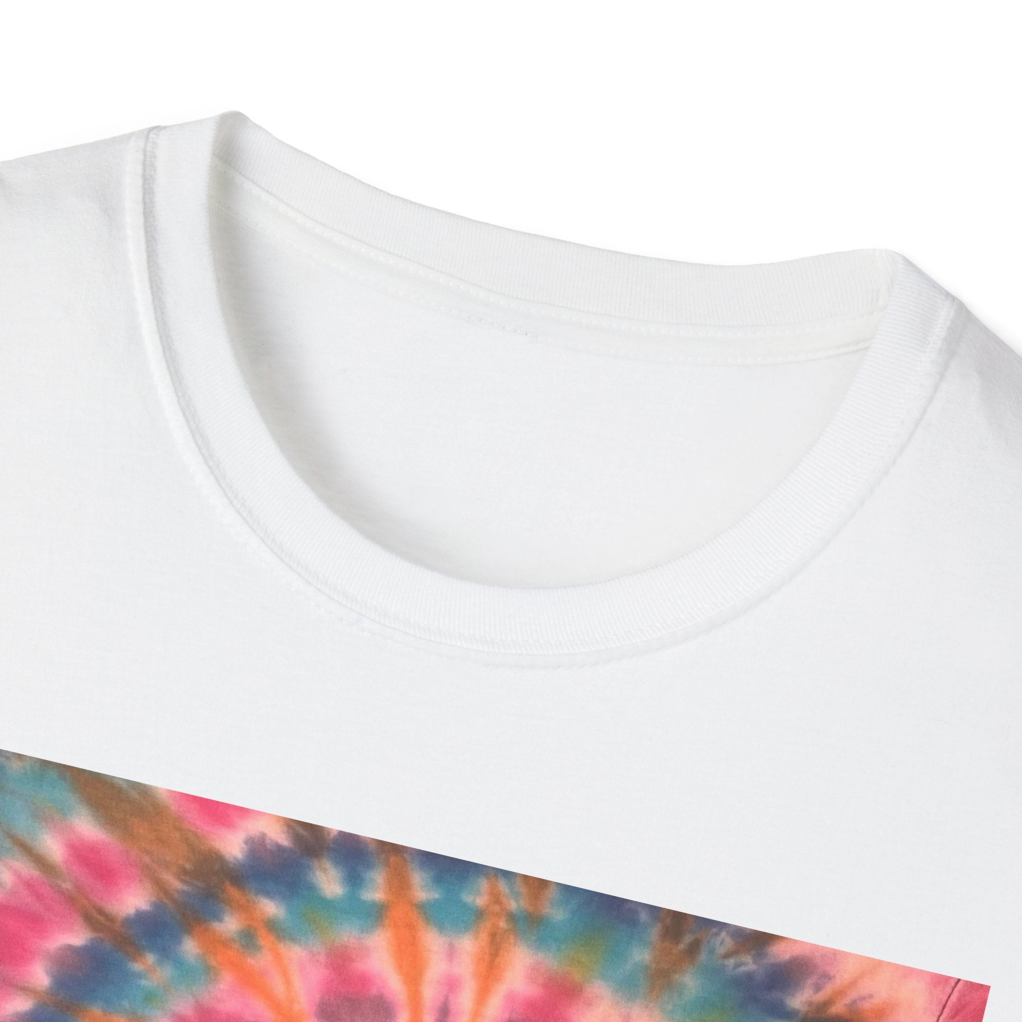 RAINBOW BALLAD: Colorful  rainbow sherbet style,  Tie-Dye Unisex Softstyle T-Shirt | Boho Vibe, Summer Essentials, Eco-Friendly Fashion, Gift for Friends, Casual Wear