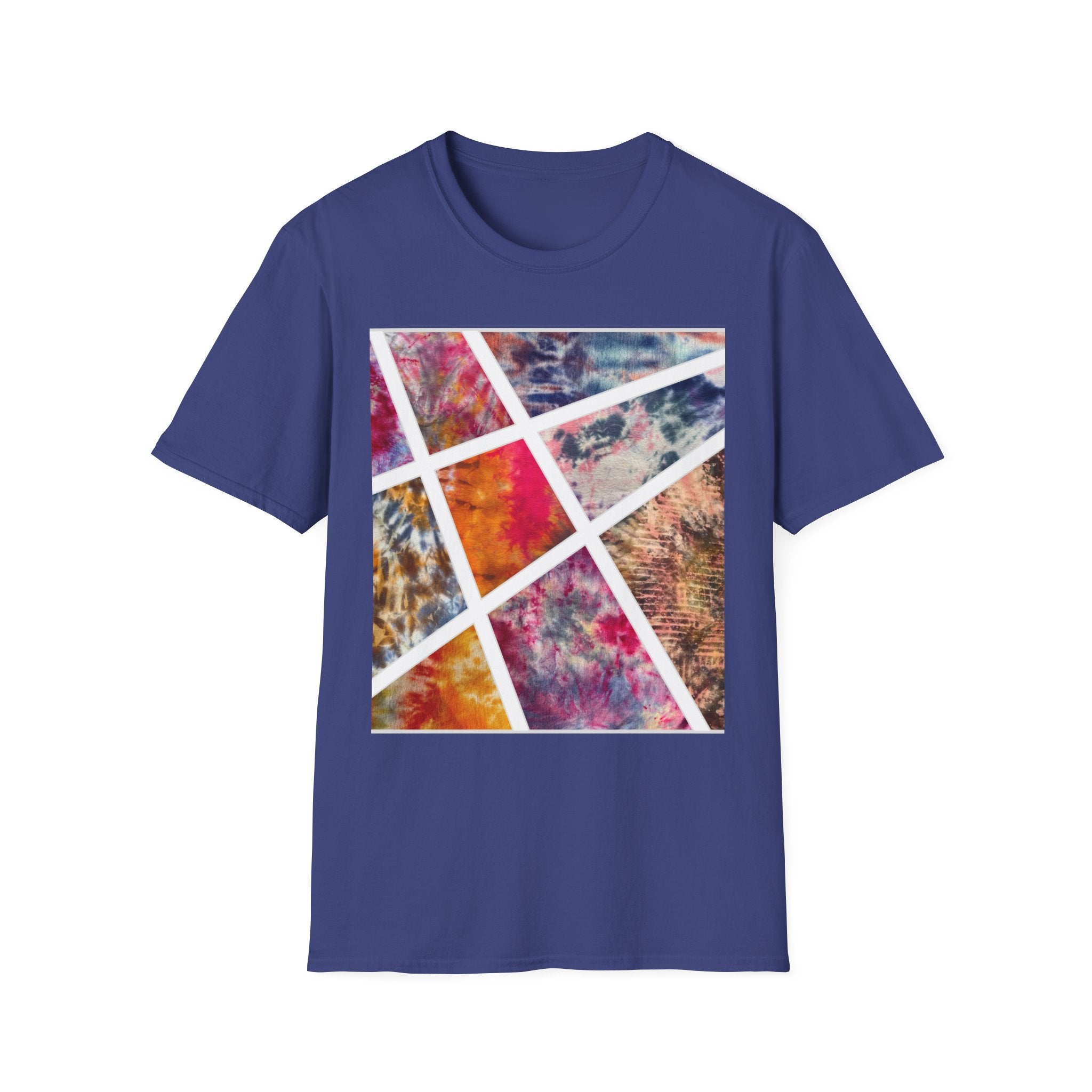 KALEIDOSCOPE: Earth inspired tie dye collage, Unisex Softstyle T-Shirt